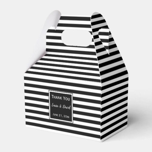 Custom Striped Black and White Wedding Favor Box