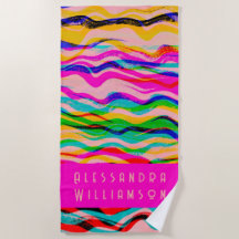 Custom Striped Grunge Waves Colorful Abstract Cute