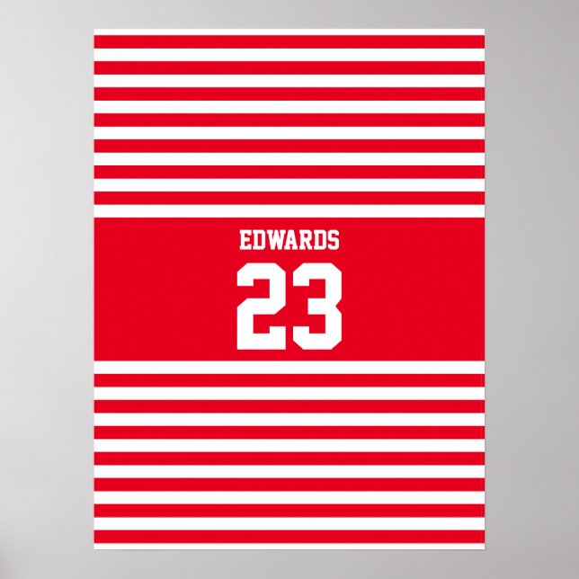 Custom Striped Sports Numbered With Name Poster (Front)