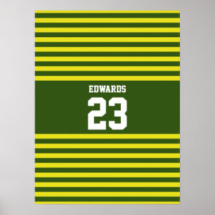 Custom Striped Sports Numbered With Name Poster
