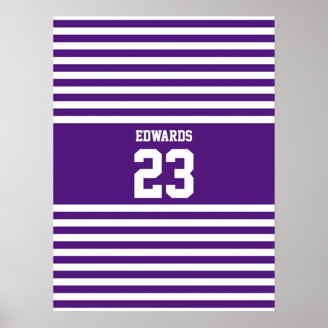 Custom Striped Sports Numbered With Name Poster (Front)