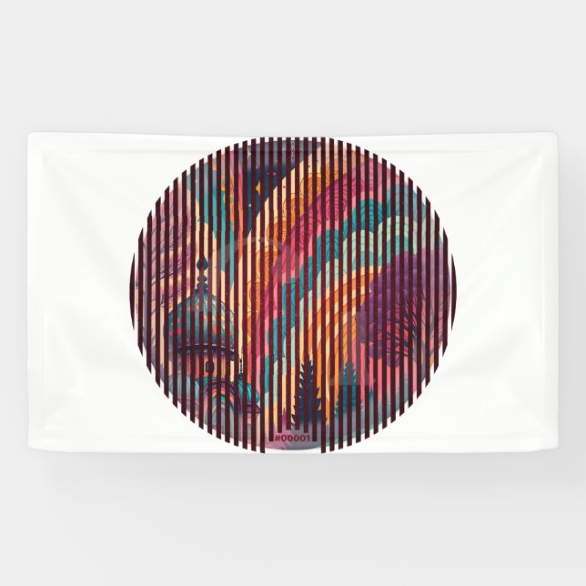 Custom Striped Sunset Art Banner (Horizontal)