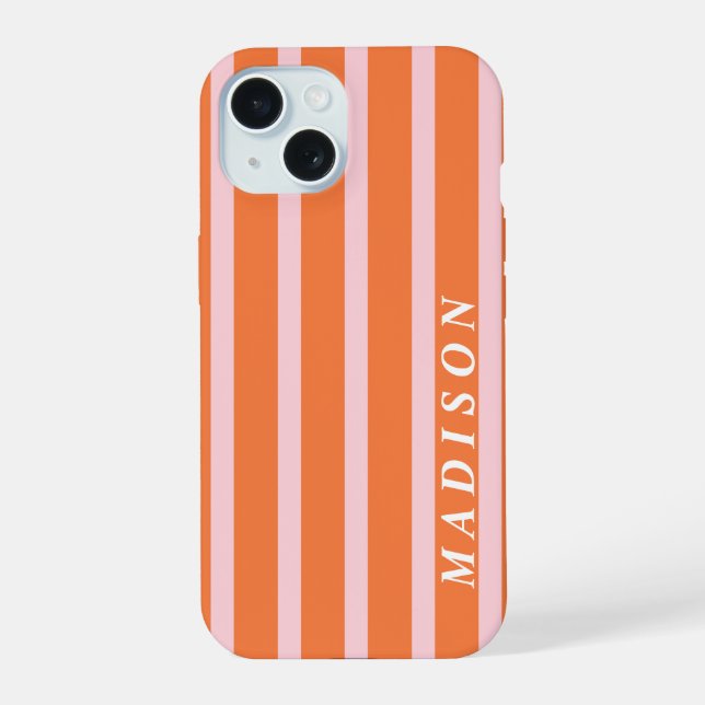 Custom Stripes Orange Pink Iphone Case (Back)
