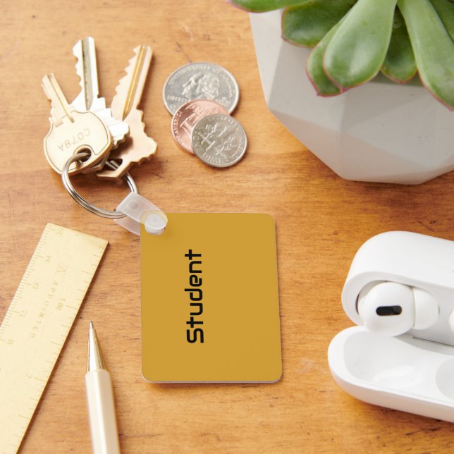 Custom Student Black Text Color Aluminum Rectangle Keychain (Desk)
