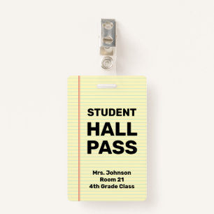 Custom Student Hall Pass Badge