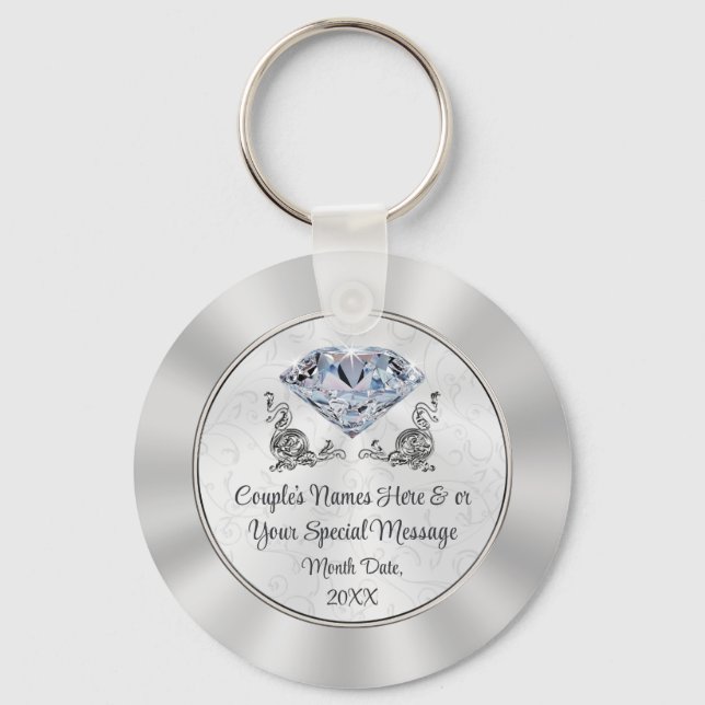 Custom Stunning yet Cheap Diamond Wedding Favors Keychain (Front)