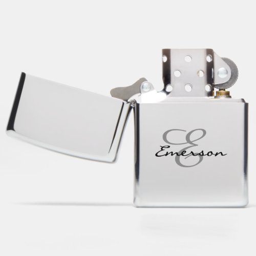 Custom Style  Black White Simple Name Monogram Zippo Lighter