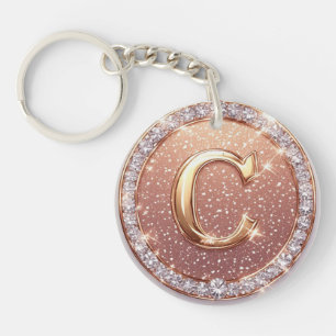 Custom Style Monogram C Letter Gift Idea Keychain