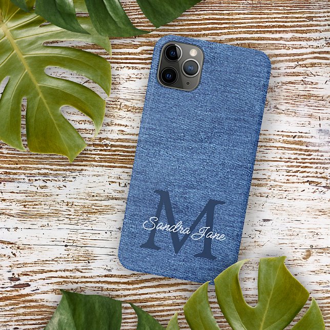 Custom Stylish Blue Jeans Denim Name On Case-Mate iPhone Case (Creator Uploaded)