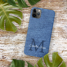 Custom Stylish Blue Jeans Denim Name On iPhone 11 Pro Max Case