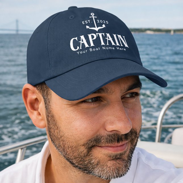 Custom Stylish Boat Name Captain Hat (Creator Uploaded)