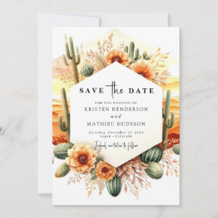 Custom Stylish Cactus Wedding Save The Date