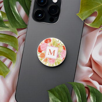 Custom Stylish Chic Pastel Floral Watercolor Art Popsocket by All_In_Cute_Fun at Zazzle