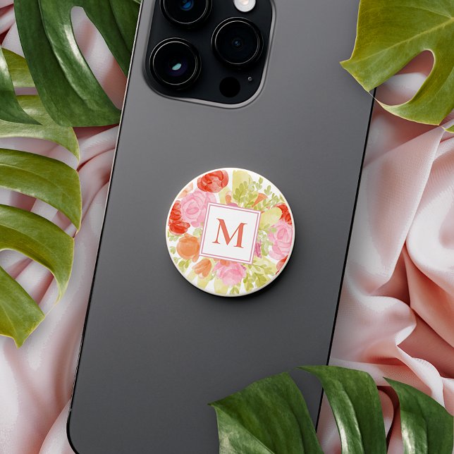 Custom Stylish Chic Pastel Floral Watercolor Art PopSocket (Creator Uploaded)