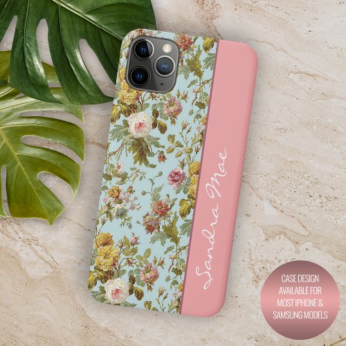Custom Stylish Chic Pink Rose Flower Art Pattern iPhone 11 Pro Max Case