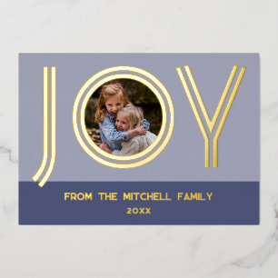 Custom Stylish Chic Violet Purple Minimalist Gold Foil Holiday Card