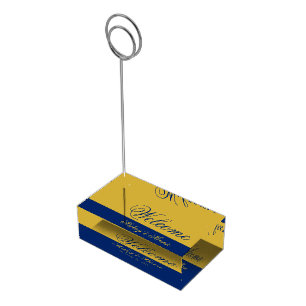 Custom Stylish Design Party Wedding Navy M Gold Place Card Holder