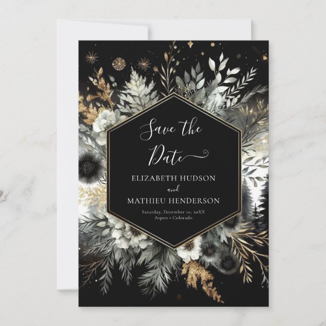 Custom Stylish Enchanted Forest Wedding Save The Date (Front)
