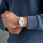 Custom Stylish Gold Monogram White Silicone Strap Watch<br><div class="desc">Create your own custom, personalized, elegant trendy cool unique classy faux gold, white and black hours, monogrammed, ladies and mens unisex, stylish, white silicone strap watch. Simply type in your name / monogram / initials, to customize. Makes a great gift, for birthday, graduation, fathers day, mothers day, christmas, holidays, wedding,...</div>