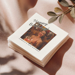 Custom Stylish “Happy Birthday” Photo Party Napkins