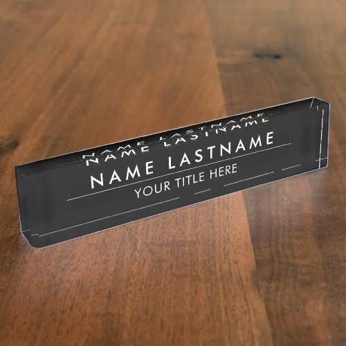 Custom Stylish Modern Black White Title Desk Name Plate