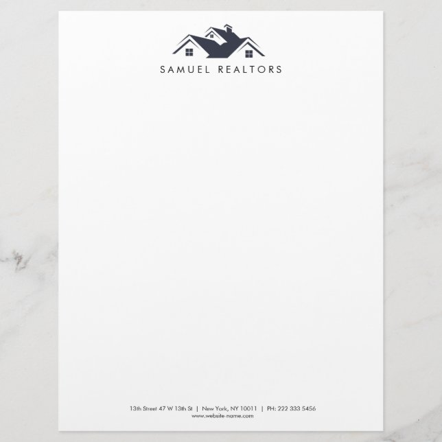 Custom Stylish Modern Real Estate Home Logo Letterhead (Front)