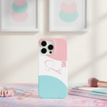 Custom stylish Pink & blue Abstract monogramed