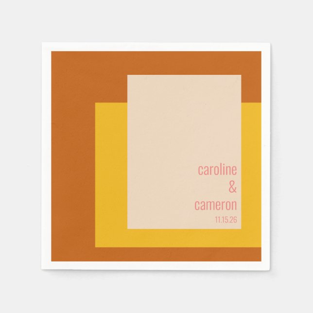 Custom Stylish Retro Geometric Earthy Boho Chic Napkins (Front)