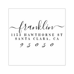 Custom Stylish Script Family Name Return Address Rubber Stamp