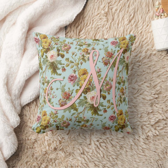 Custom Stylish Shabby Chic Romantic Roses Throw Pillow (Blanket)