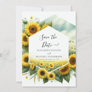 Custom Stylish Sunflower Wedding Save The Date