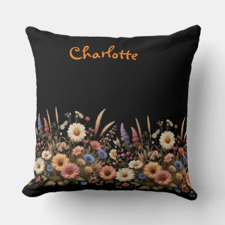 Custom stylish wildflowers throw pillow