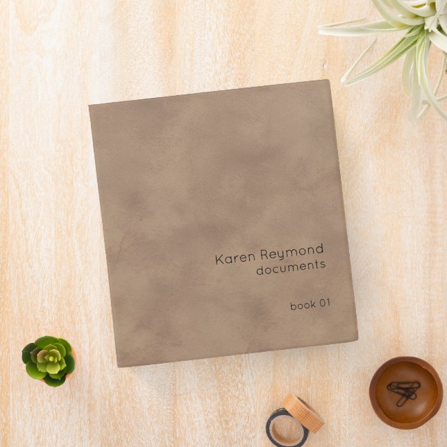 Custom Subject Aged-Brown minimalist 3 Ring Binder (In Situ)