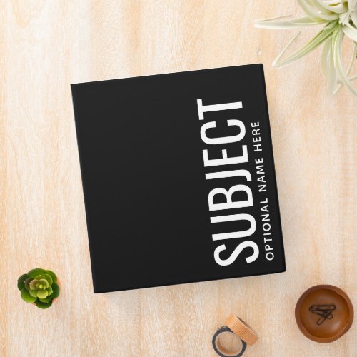 Custom Subject _ Color Code Your Semester Black 3 Ring Binder