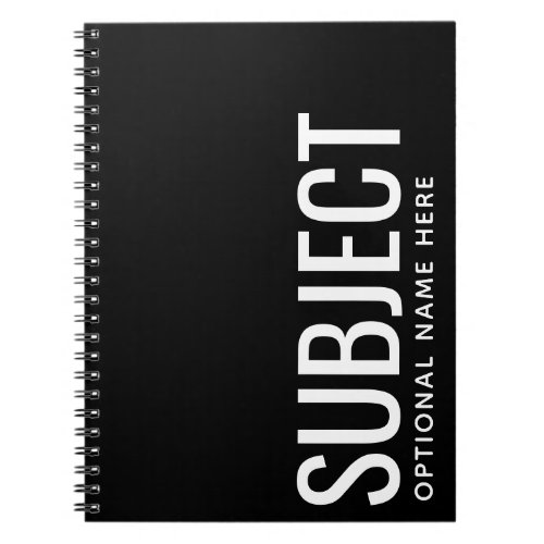 Custom Subject _ Color Code Your Semester Black Notebook