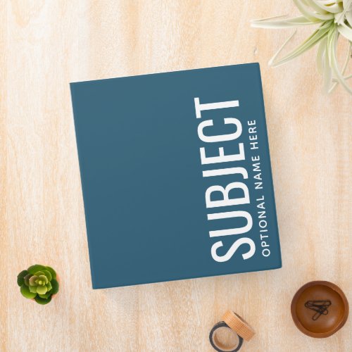 Custom Subject _ Color Code Your Semester Blue 3 Ring Binder