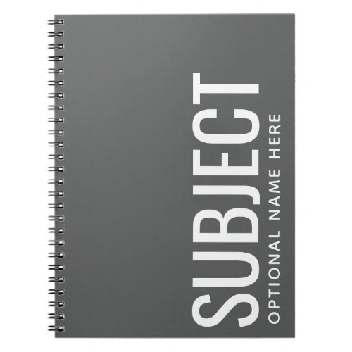 Custom Subject _ Color Code Your Semester Gray Notebook