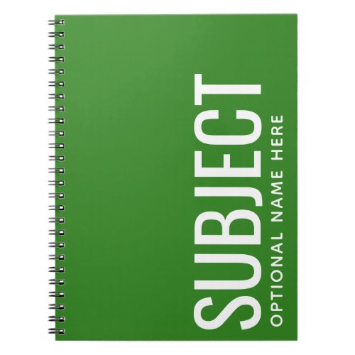 Custom Subject _ Color Code Your Semester Green Notebook