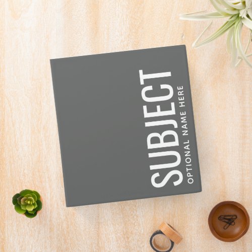Custom Subject _ Color Code Your Semester Grey 3 Ring Binder