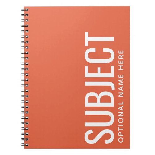 Custom Subject _ Color Code Your Semester Orange Notebook