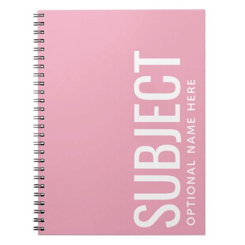 Custom Subject _ Color Code Your Semester Pink Notebook