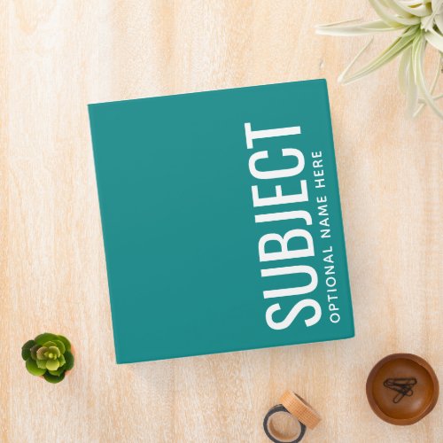 Custom Subject _ Color Code Your Semester Teal 3 Ring Binder