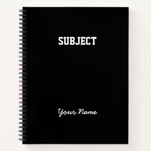 Custom Subject Script Name Black Composition Notebook