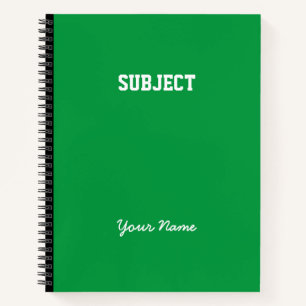 Custom Subject Script Name Green Composition Notebook