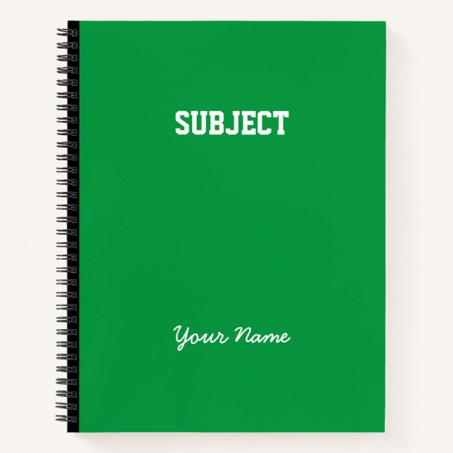 Custom Subject Script Name Green Composition Notebook (Front)