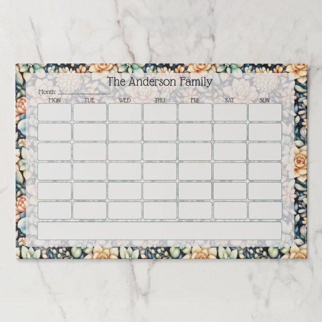 Custom Succulent Floral Family Planner Notepad Paper Pad (Front)