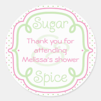 Custom Sugar and Spice Baby Shower Thank You Classic Round Sticker