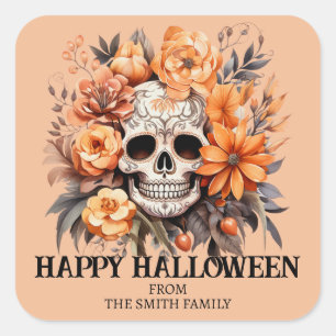 Custom Sugar Skull Halloween Square Sticker