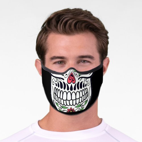 Custom Sugar Skull Modern Aesthetic White Premium Face Mask