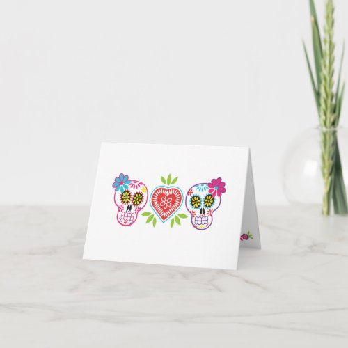 Custom Sugar Skulls and Flowers Note Card